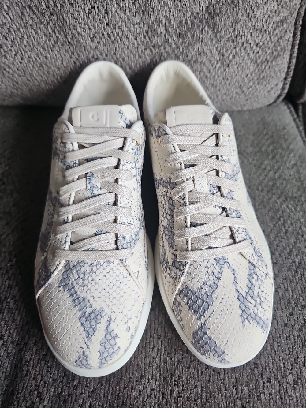 Cole Haan White & Light Gray Snake-Print Women's Sneakers